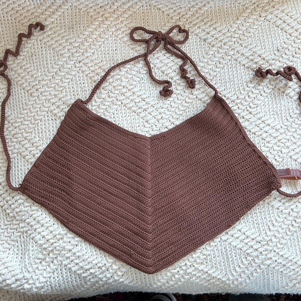 NWT Skims Brown Crochet Swim Halter Top Jasper Women’s 3x